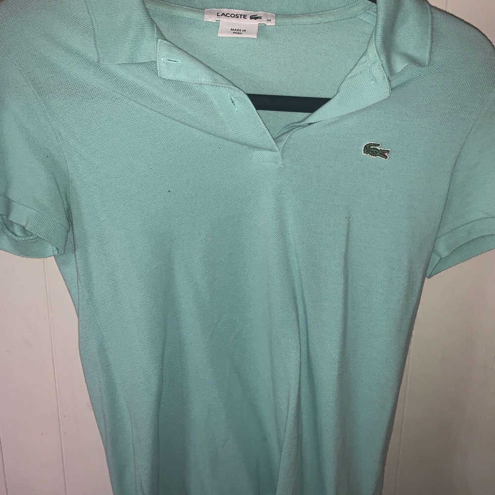 Lacoste teal collar shirt